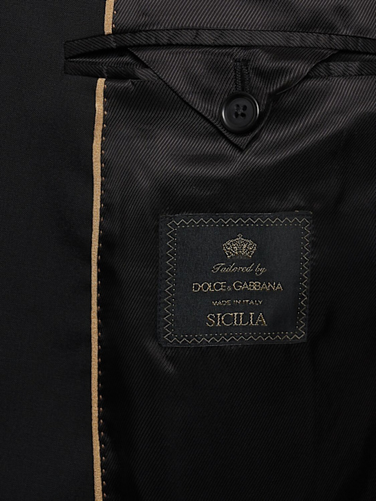 Dolce&Gabbana: Double breasted peak lapel wool suit - Black - men_4 | Luisa Via Roma