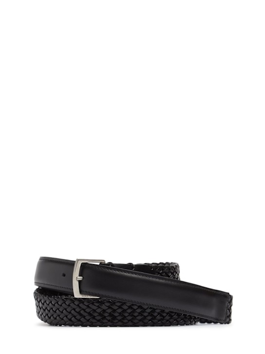 Dolce&Gabbana: 皮革编织腰带 - Nero/Nero - men_0 | Luisa Via Roma