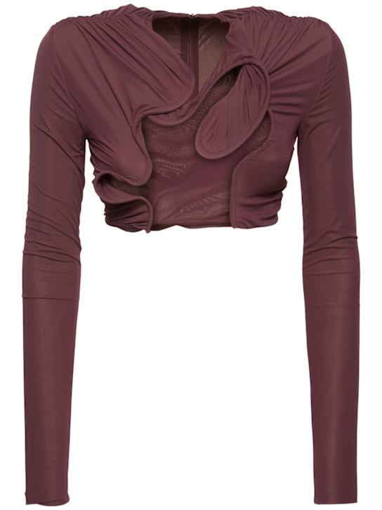 Christopher Esber: Venus sheer jersey crop top - Brown - women_0 | Luisa Via Roma