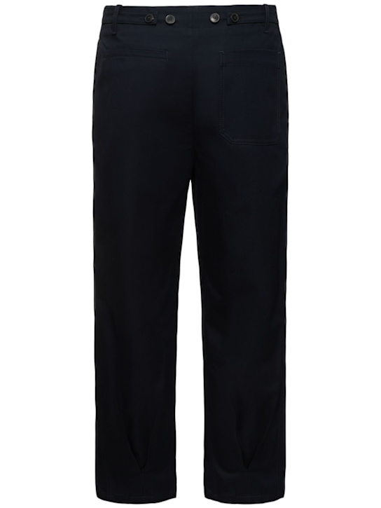 Valentino: Pleated cotton gabardine pants - Navy - men_4 | Luisa Via Roma