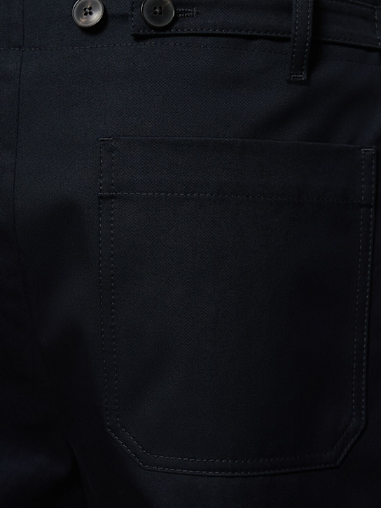 Valentino: Pleated cotton gabardine pants - Navy - men_3 | Luisa Via Roma