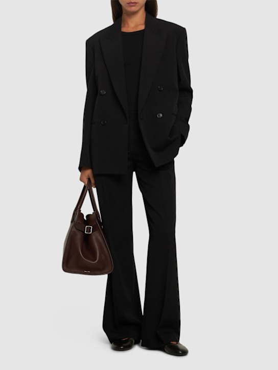 The Row: Pantaloni Encore in grain de poudre - Nero - women_1 | Luisa Via Roma