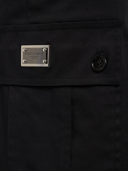 Dolce&Gabbana: Stretch cotton cargo shorts - Black - men_1 | Luisa Via Roma