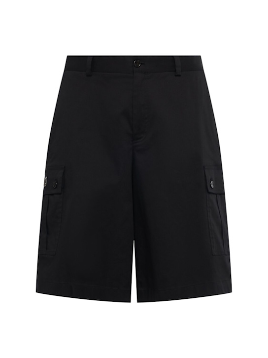 Dolce&Gabbana: Stretch cotton cargo shorts - Black - men_0 | Luisa Via Roma