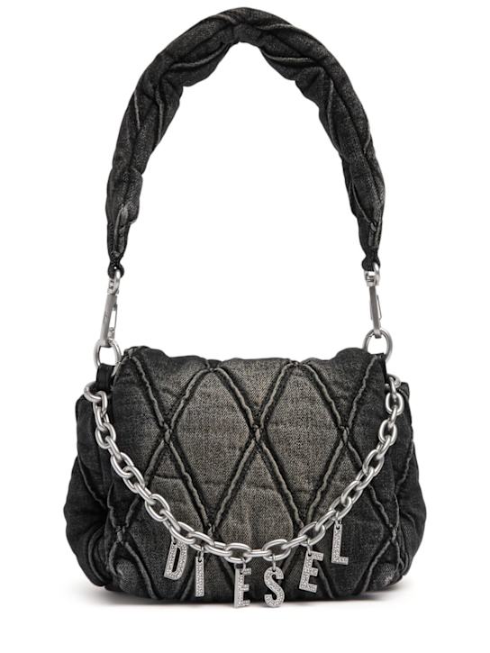Diesel: Small Charm denim shoulder bag - women_0 | Luisa Via Roma