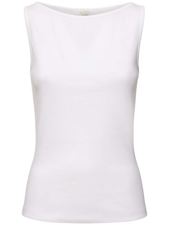 Flore Flore: Débardeur en coton biologique côtelé Timmi Tank - Blanc - women_0 | Luisa Via Roma
