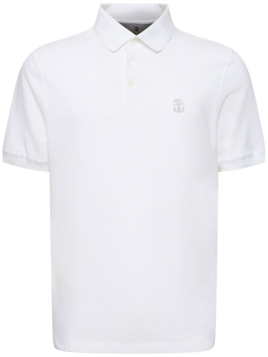 Brunello Cucinelli: Brunello Cucinelli logo piquet polo - White - men_0 | Luisa Via Roma