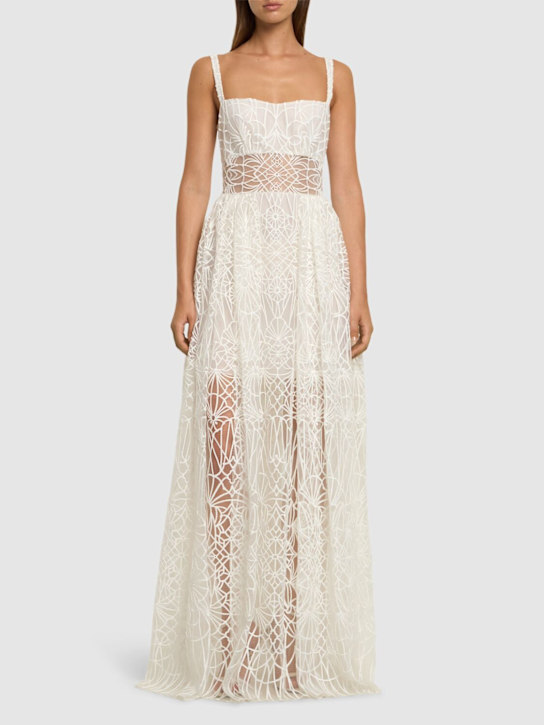 Zuhair Murad: Robe longue en tulle brodé Cathedral - women_1 | Luisa Via Roma