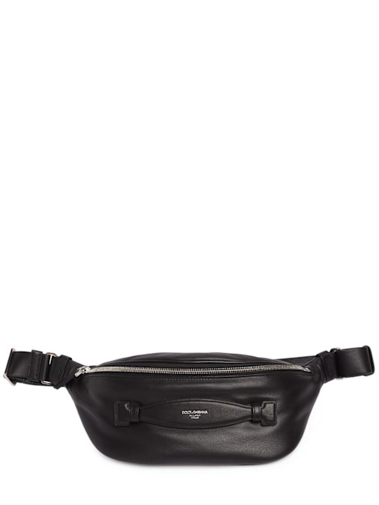 Dolce&Gabbana: Logo smooth leather belt bag - men_0 | Luisa Via Roma