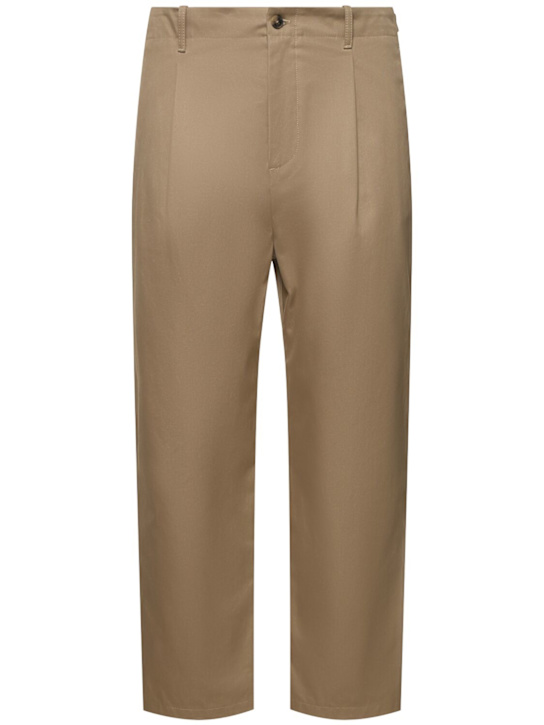 Pleated cotton gabardine pants - Thumbnail 1