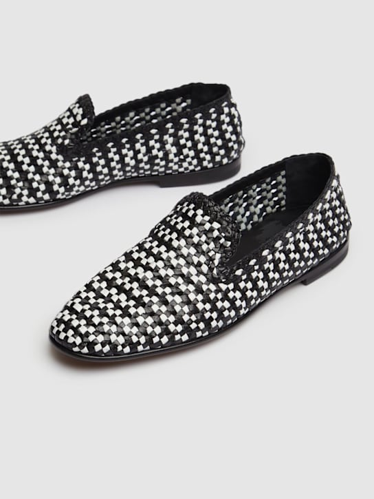 Dolce&Gabbana: Woven two-tone leather loafers - White/Black - men_2 | Luisa Via Roma