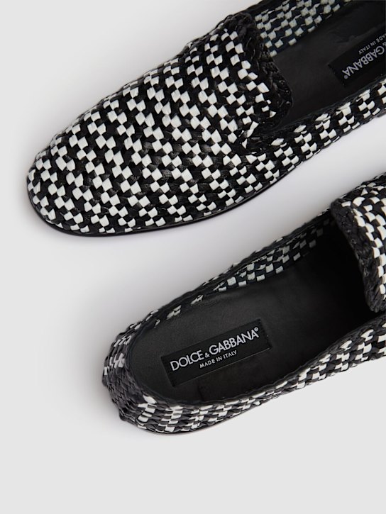 Dolce&Gabbana: Woven two-tone leather loafers - White/Black - men_3 | Luisa Via Roma