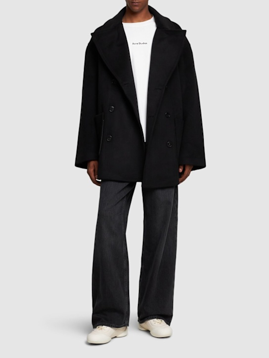 The Frankie Shop: Cooper wool blend peacoat - Black - men_1 | Luisa Via Roma