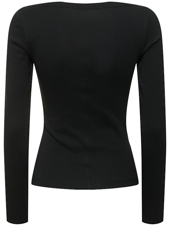Flore Flore: Steffi Longsleeve organic cotton t-shirt - Black - women_4 | Luisa Via Roma