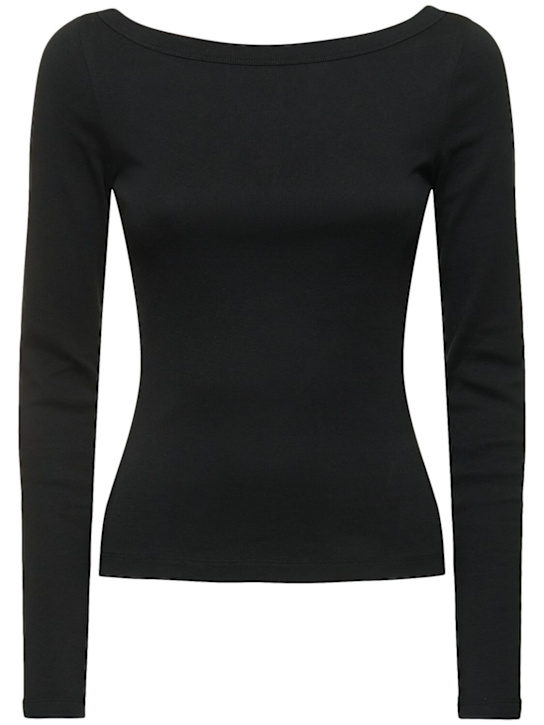 Flore Flore: Steffi Longsleeve organic cotton t-shirt - Black - women_0 | Luisa Via Roma