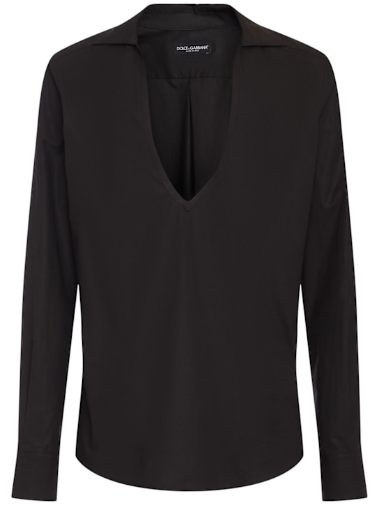 Dolce&Gabbana: Cotton blend v neck shirt - men_0 | Luisa Via Roma