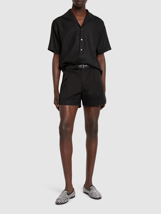 Dolce&Gabbana: Double pleat Bermuda shorts - Black - men_1 | Luisa Via Roma