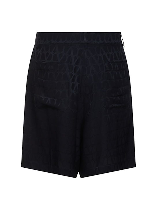 Valentino: Monogram jacquard silk shorts - Blue - men_4 | Luisa Via Roma