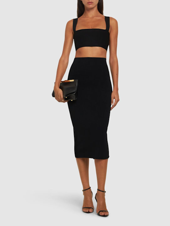 Victoria Beckham: Body fitted stretch midi skirt - women_1 | Luisa Via Roma