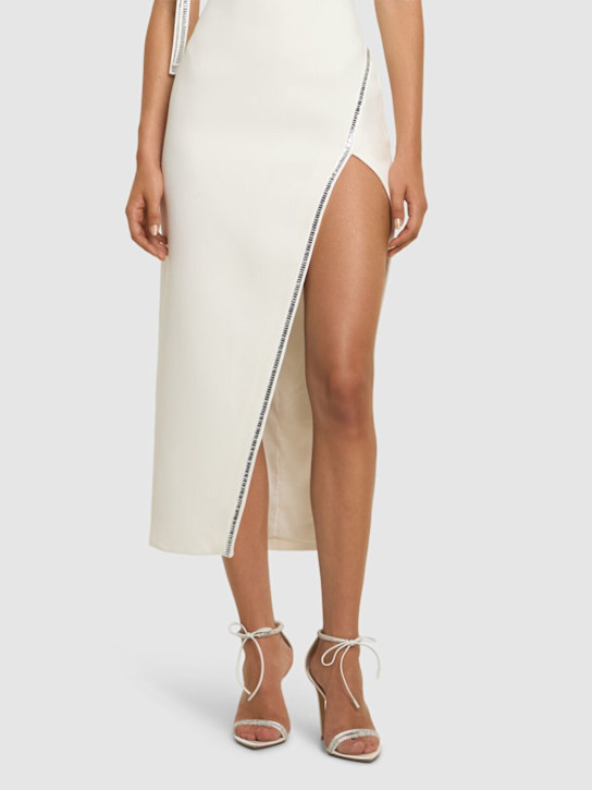 Gianvito Rossi: 105mm Montecarlo satin & crystal sandals - White - women_1 | Luisa Via Roma