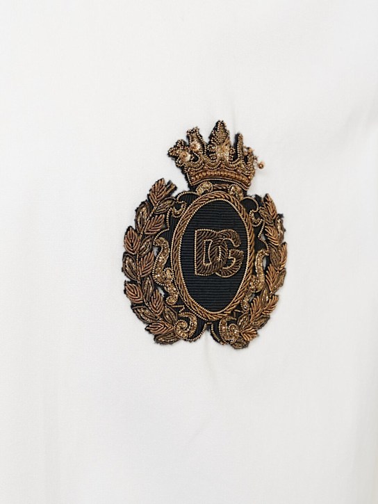 Dolce&Gabbana: Crest embroidered poplin shirt - men_1 | Luisa Via Roma