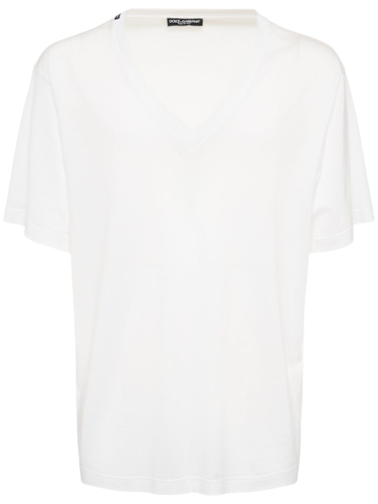 Dolce&Gabbana: V-neck cotton jersey t-shirt - men_0 | Luisa Via Roma