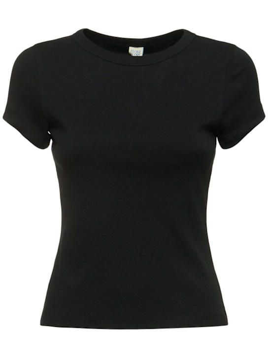 Flore Flore: Car Baby Tee organic cotton rib t-shirt - Black - women_0 | Luisa Via Roma