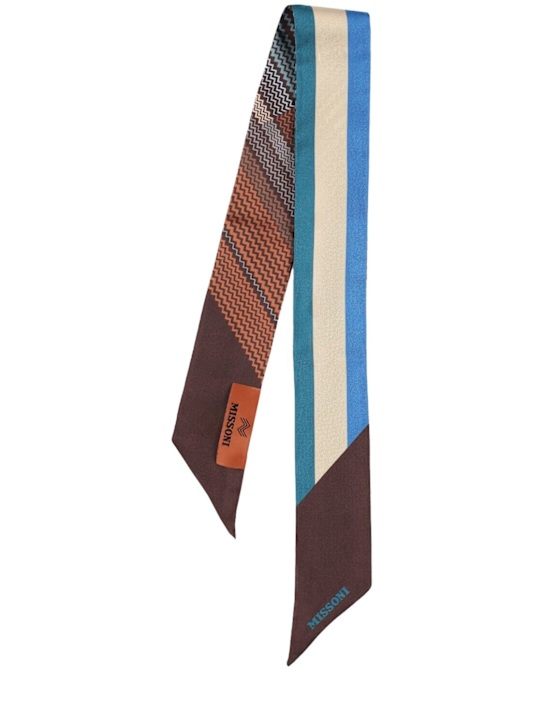 Missoni: Printed silk bandeau scarf - Brown/Multicol - women_0 | Luisa Via Roma