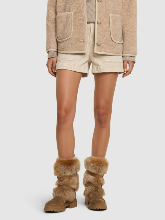 Gianvito Rossi: 20mm Suede & wool boots - women_1 | Luisa Via Roma