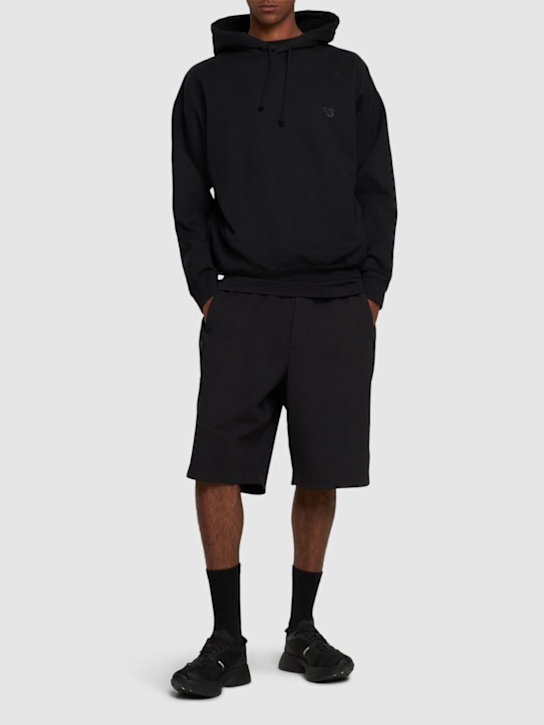 Y-3: Cotton blend flannel hoodie - men_1 | Luisa Via Roma