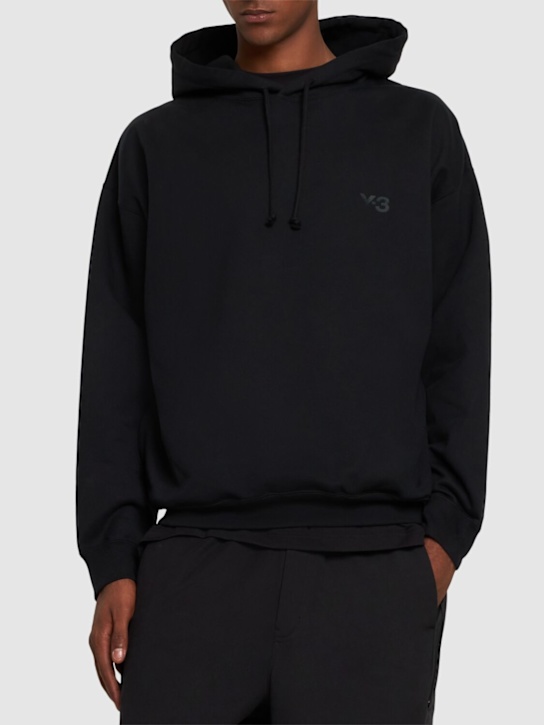 Y-3: Cotton blend flannel hoodie - men_2 | Luisa Via Roma