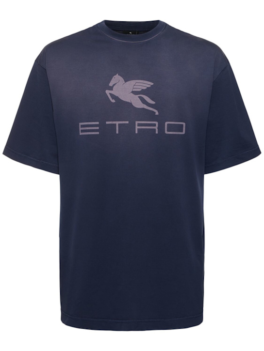 Etro: Printed logo cotton t-shirt - men_0 | Luisa Via Roma