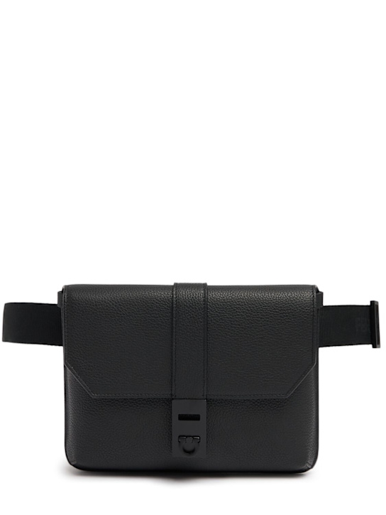 Ferragamo: Twins logo leather belt bag - men_0 | Luisa Via Roma