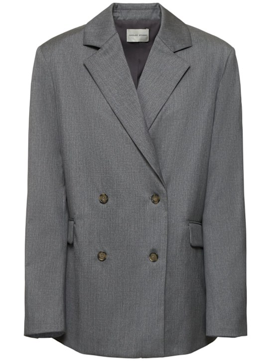 Loulou Studio: Donau double breast wool blazer - Grey - women_0 | Luisa Via Roma