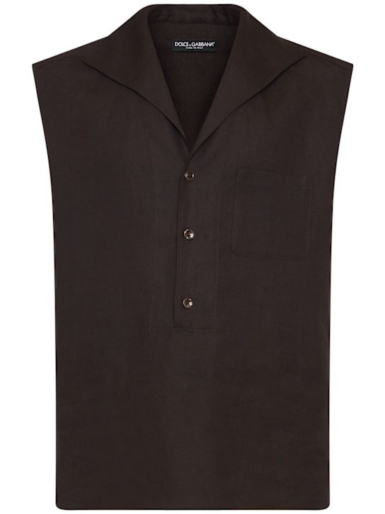 Dolce&Gabbana: Sleeveless linen shirt - men_0 | Luisa Via Roma
