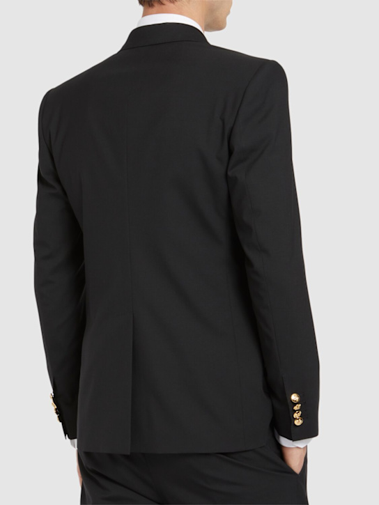 Dolce&Gabbana: Double breasted peak lapel wool suit - Black - men_1 | Luisa Via Roma