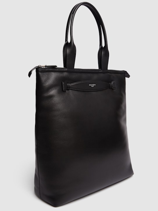 Dolce&Gabbana: Logo plongé leather tote bag - men_1 | Luisa Via Roma