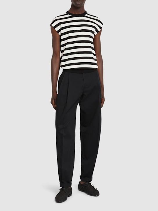 Dolce&Gabbana: Double pleat cotton blend amphora pants - Black - men_1 | Luisa Via Roma