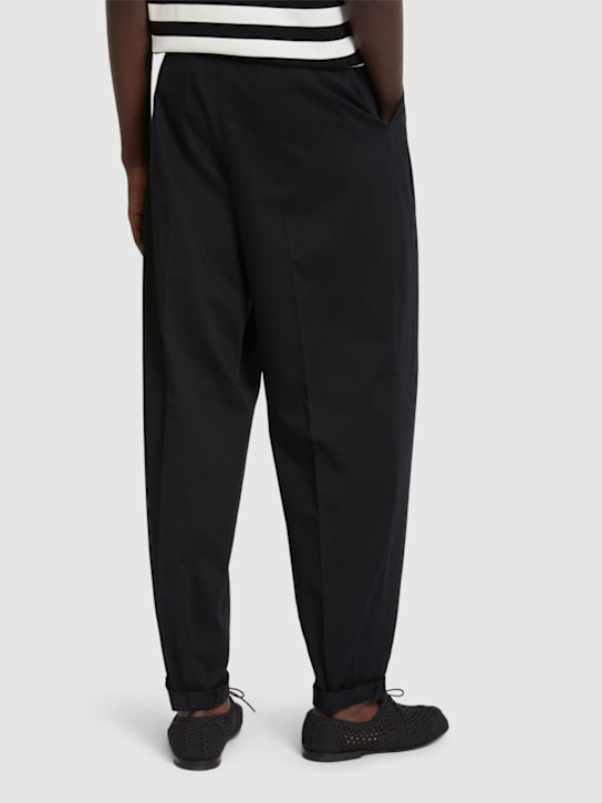 Dolce&Gabbana: Double pleat cotton blend amphora pants - Black - men_2 | Luisa Via Roma
