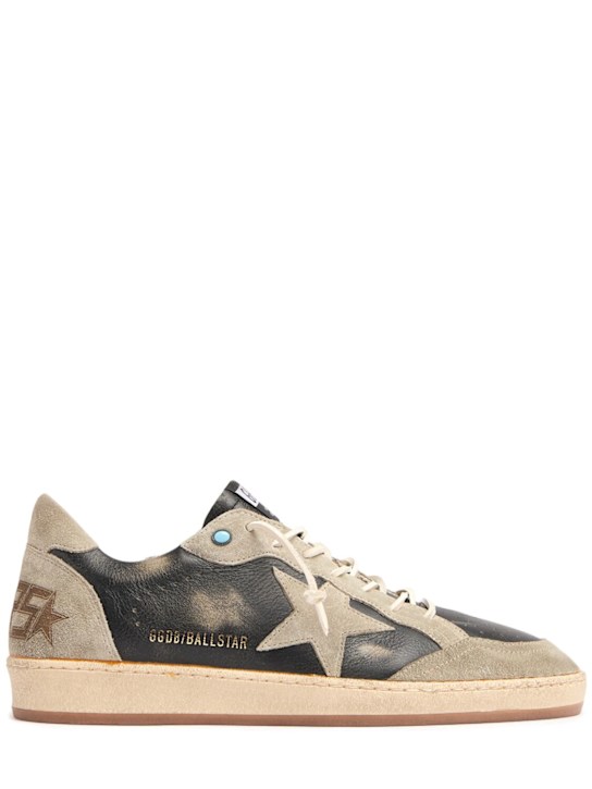 Golden Goose: Ballstar leather sneakers - Black/Taupe - men_0 | Luisa Via Roma