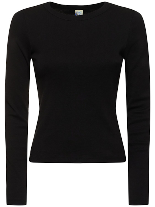 Flore Flore: Max Tee organic cotton rib l/s t-shirt - Black - women_0 | Luisa Via Roma