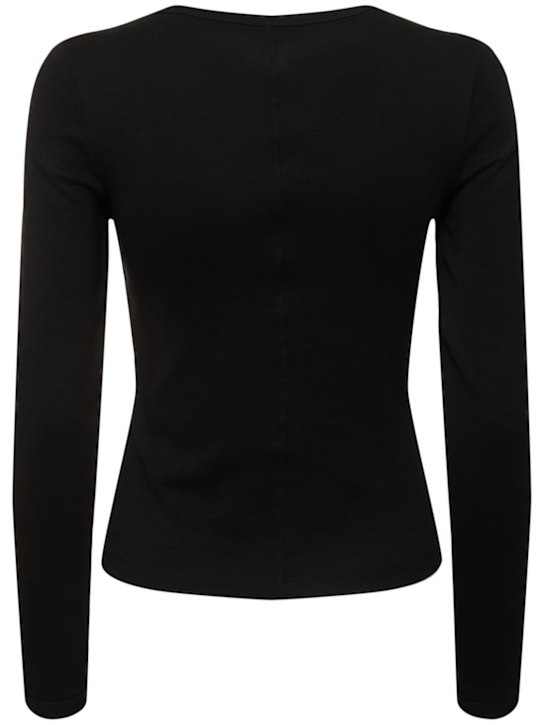 Flore Flore: Max Tee organic cotton rib l/s t-shirt - Black - women_4 | Luisa Via Roma