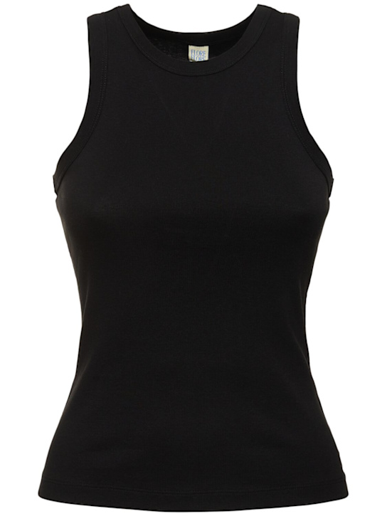 Flore Flore: Hannah Tank organic cotton rib tank top - Black - women_0 | Luisa Via Roma