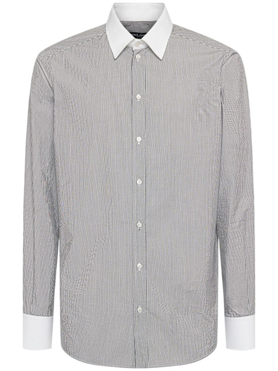 Striped cotton poplin shirt - Thumbnail 1