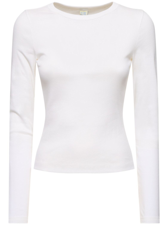 Flore Flore: T-shirt manches longues en coton bio Max Tee - Blanc - women_0 | Luisa Via Roma