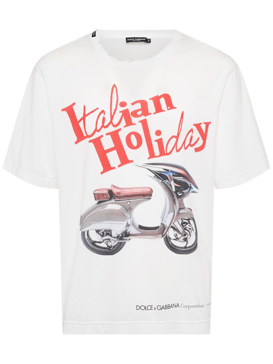 Dolce&Gabbana: Italian Holiday print jersey t-shirt - men_0 | Luisa Via Roma