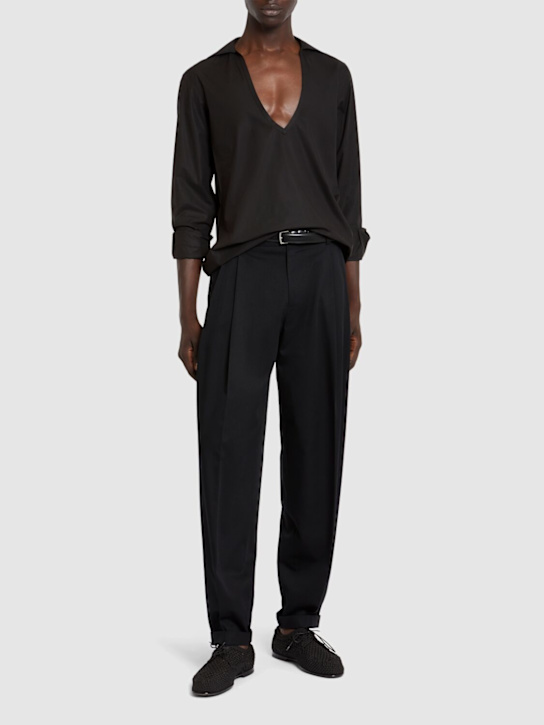 Dolce&Gabbana: Cotton blend v neck shirt - men_1 | Luisa Via Roma