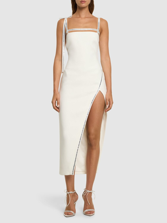 David Koma: Embroidered cady midi dress - White - women_1 | Luisa Via Roma