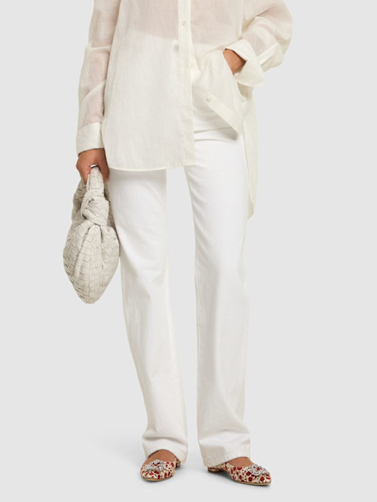 Manolo Blahnik: 10mm Hangisi satin ballerina flats - women_1 | Luisa Via Roma