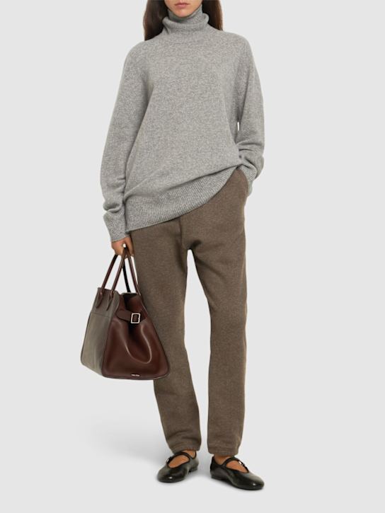The Row: Teo soft cashmere blend sweatpants - Heather Brown - women_1 | Luisa Via Roma